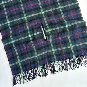 J. Crew Factory Plaid Cape Scarf Poncho Tartan Birch Plaid Navy‎ Green NWT